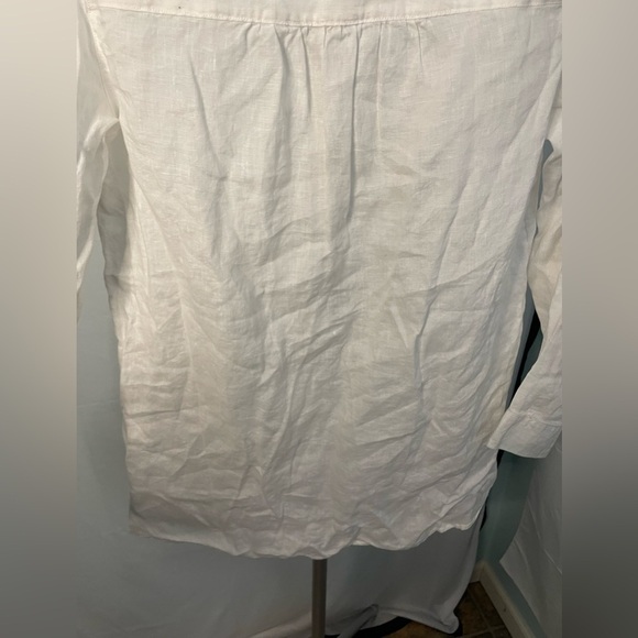 Sigrid Olsen 100% Linen Pearl Like Button Front White Tunic Women’s Size M - Picture 4 of 7